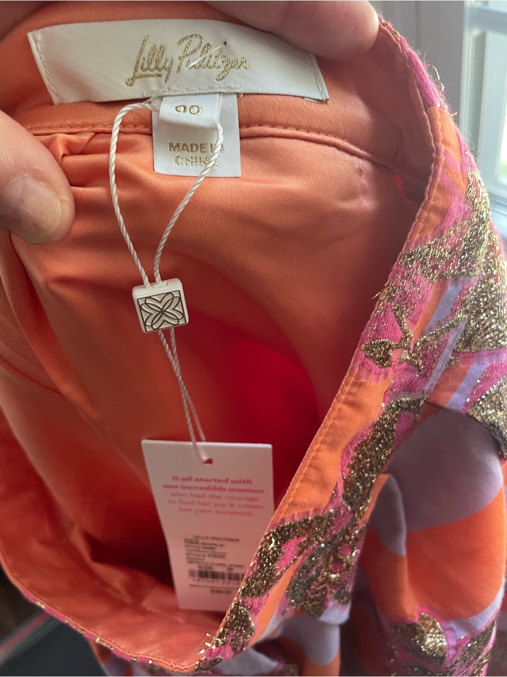 NWT Lilly Pulitzer Lauderdale Midi Skirt “Papaya Metallic Floral Stripe” Size 00 - Picture 5 of 6